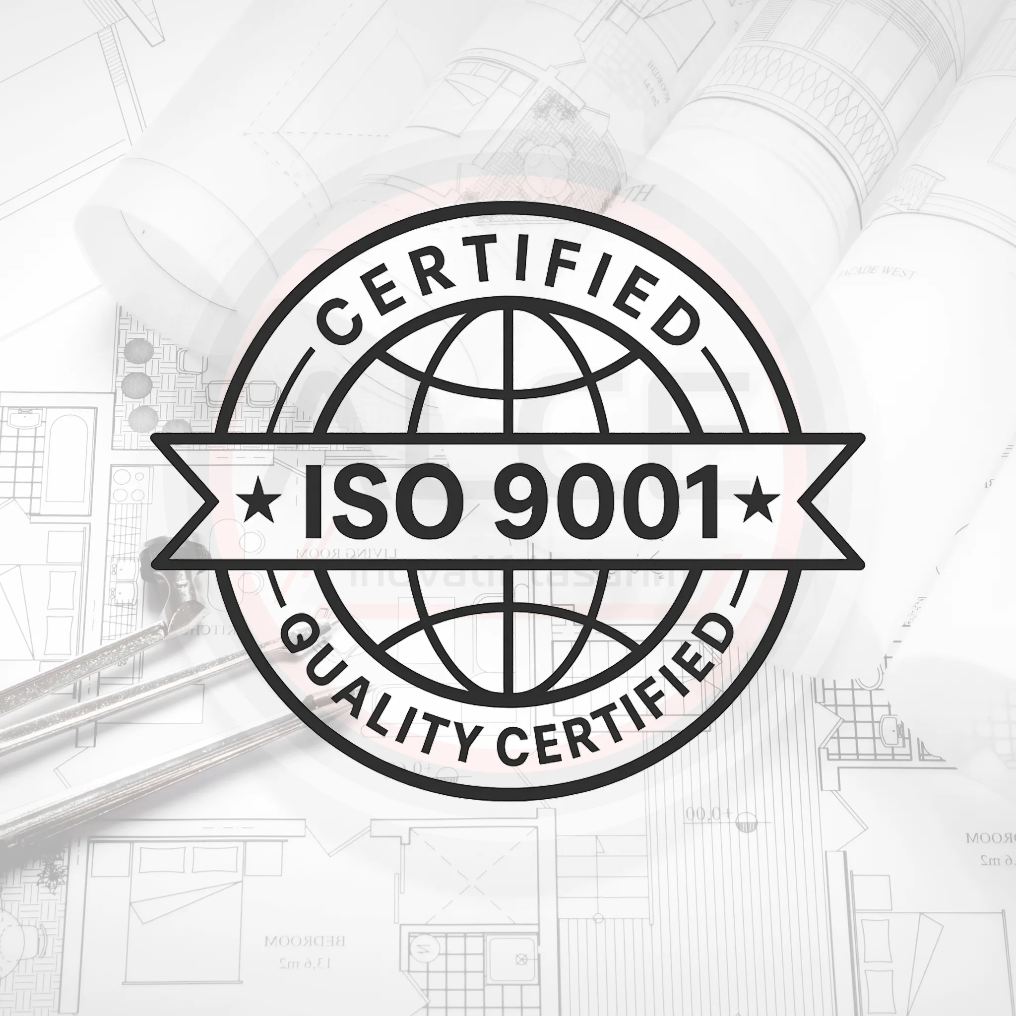 ISO 9001:2015 kalite yönetim sistemi sertifikalı ürün etiketi